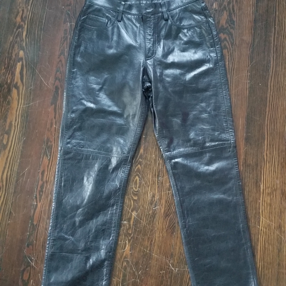 Liz Clairborne Size 12 100% Black Leather Pants